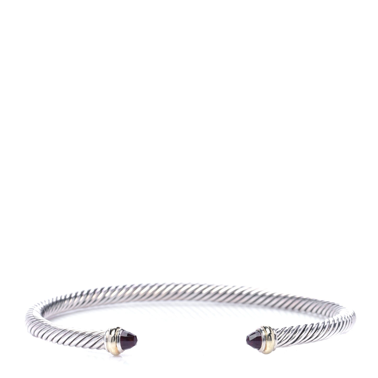 Sterling Silver 18K Yellow Gold Garnet 4mm Cable Classics Bracelet