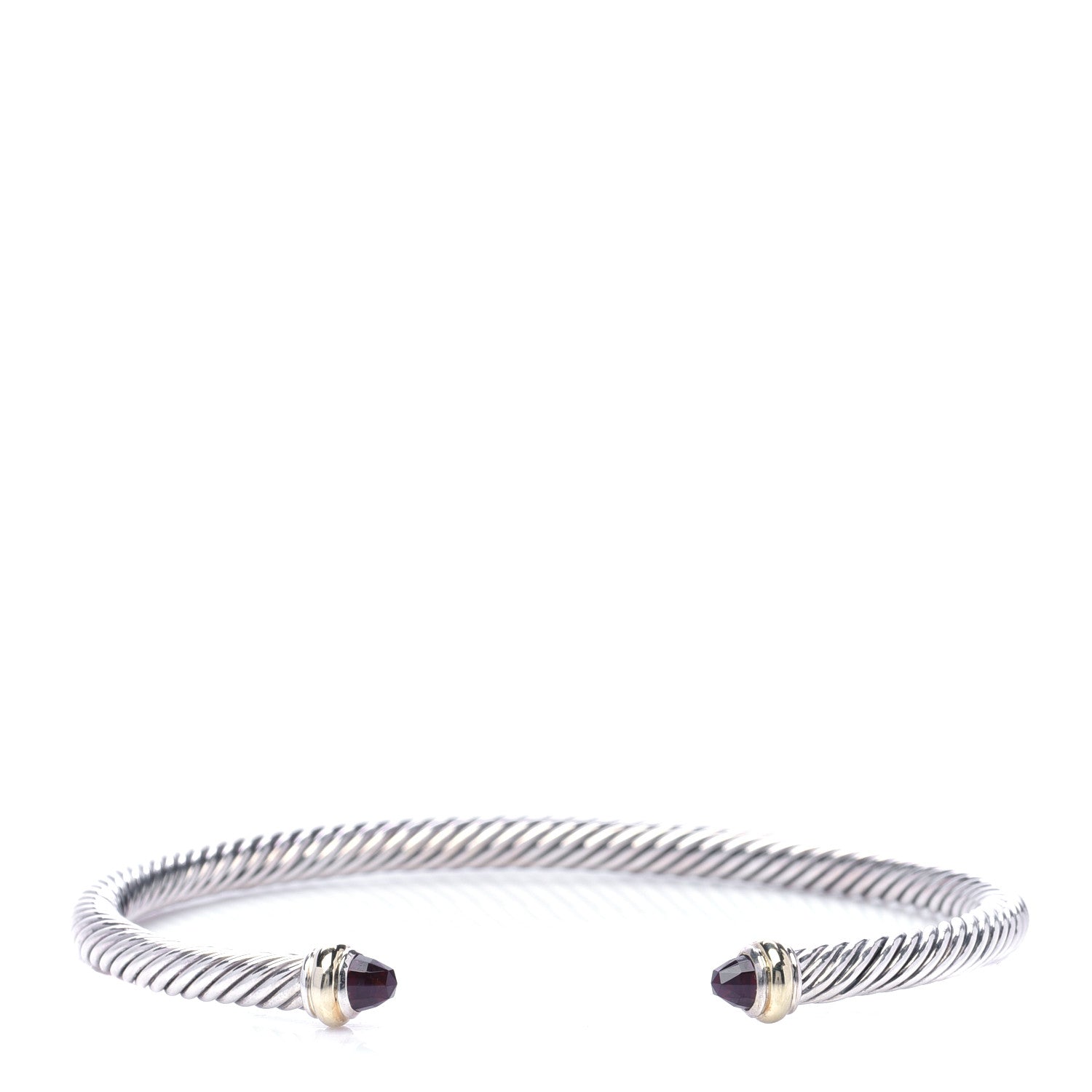 David Yurman Sterling Silver 18K Yellow Gold Garnet 4mm Cable Classics Bracelet 1 of 4