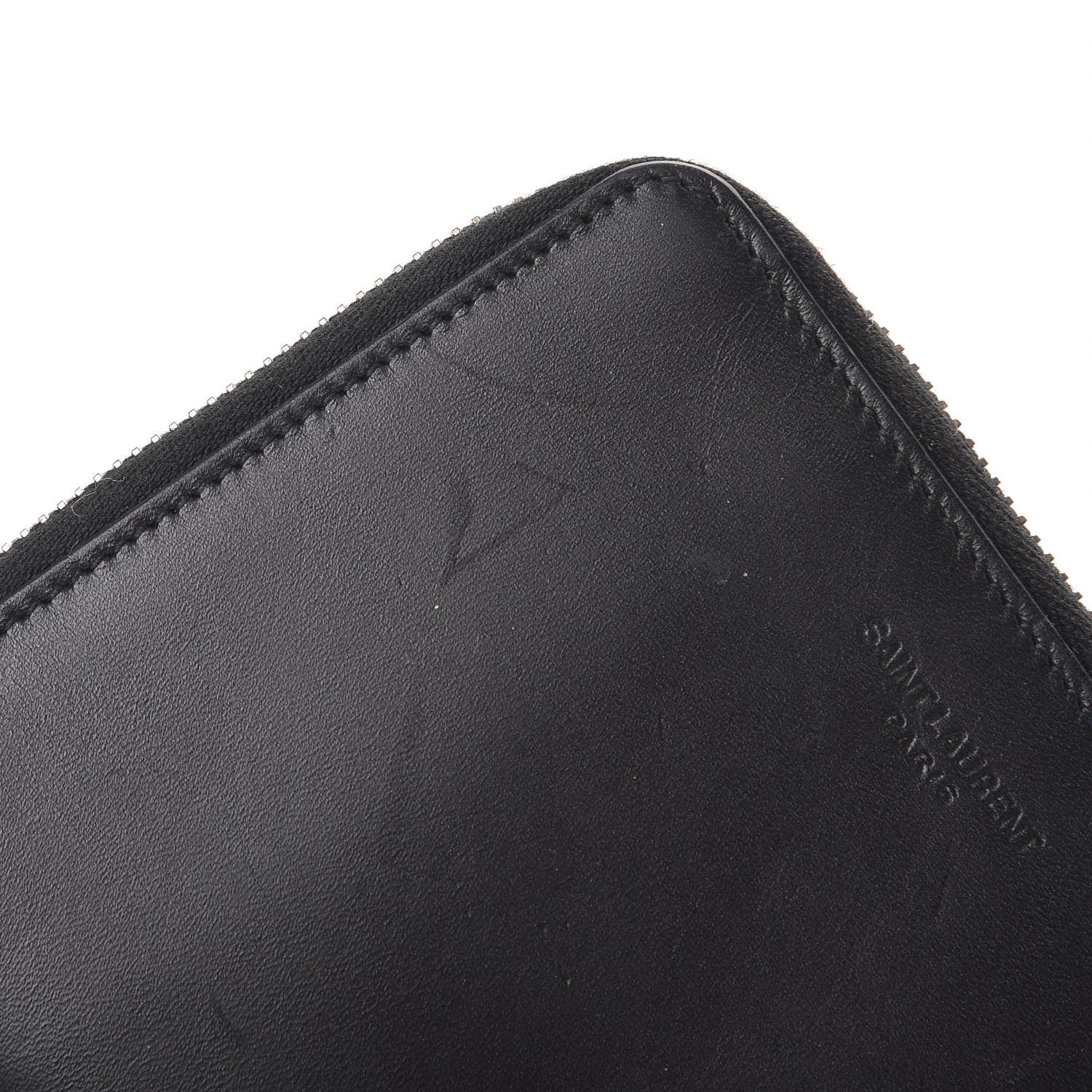 Saint Laurent Mens Calfskin Compact Chain Zip Around Wallet Black 11 of 13