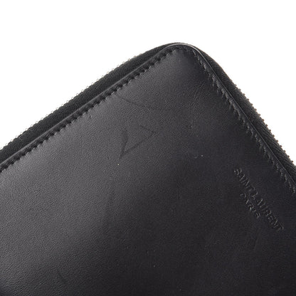 Saint Laurent Mens Calfskin Compact Chain Zip Around Wallet Black 11 of 13