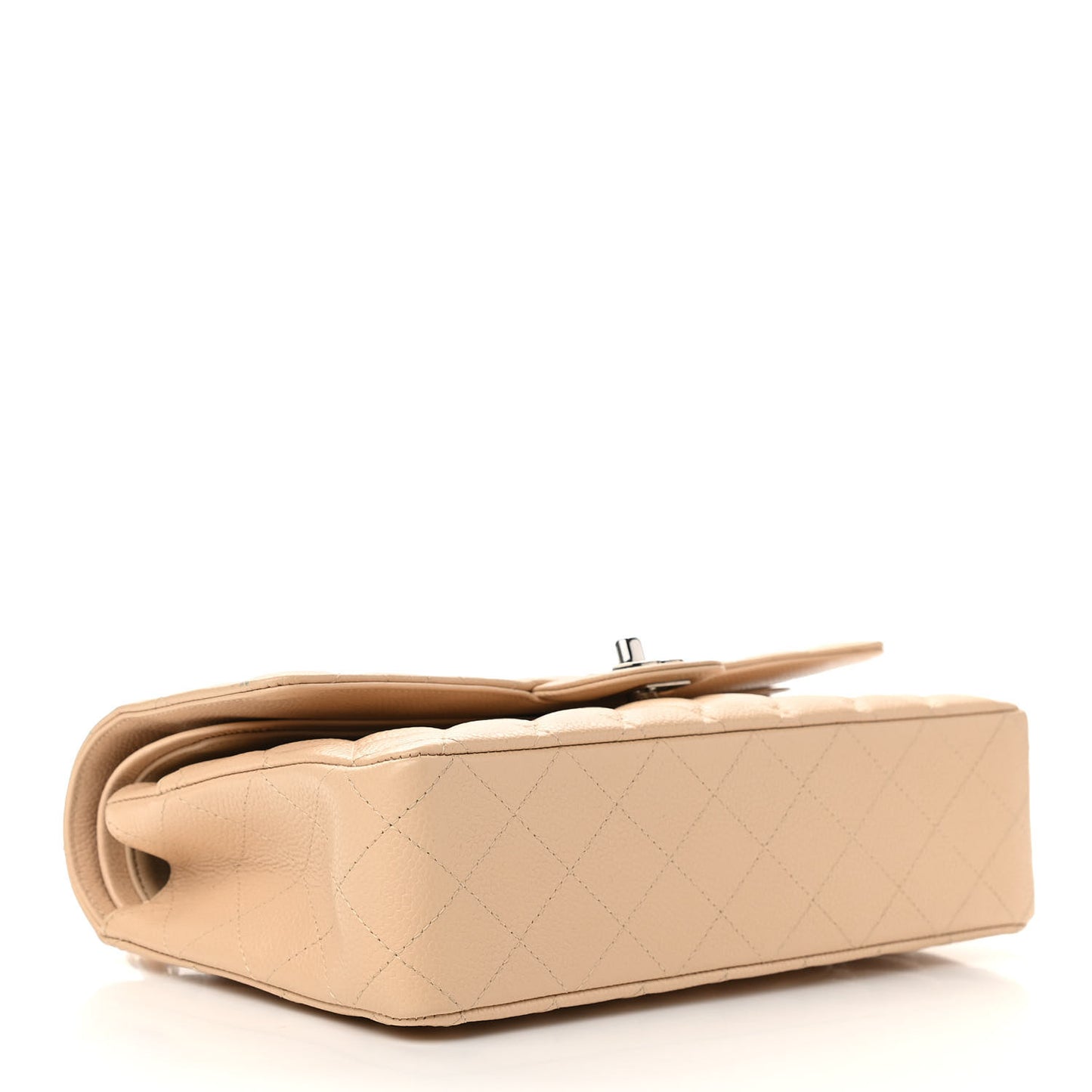 Caviar Quilted Medium Double Flap Light Beige