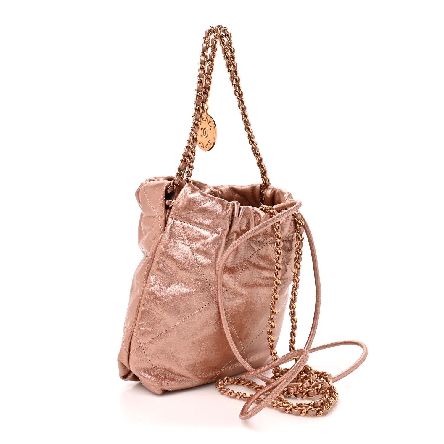 Chanel Metallic Calfskin Quilted Mini Chanel 22 Copper 3 of 10