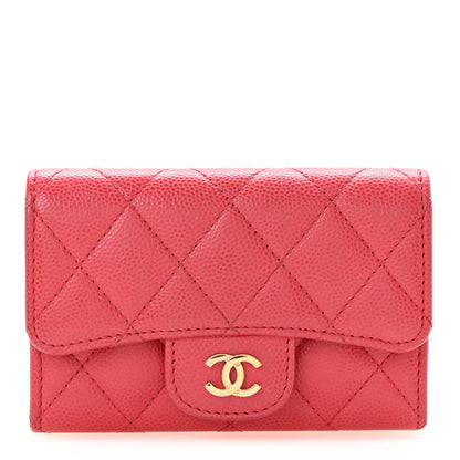 Chanel Caviar Quilted Flap Card Holder Wallet Dark Pink 1 of 12
