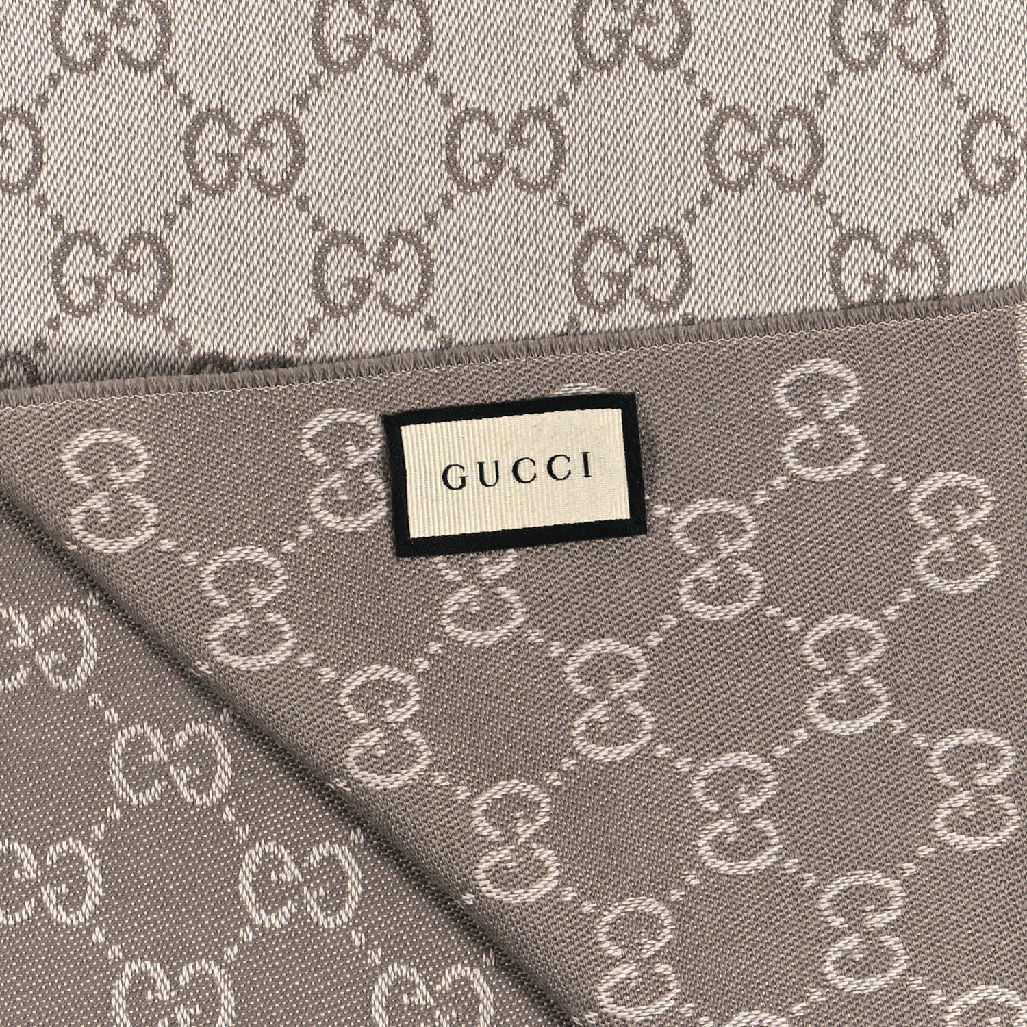 Gucci Wool GG Monogram HalfGG Fringe Scarf Ivory Beige 3 of 4