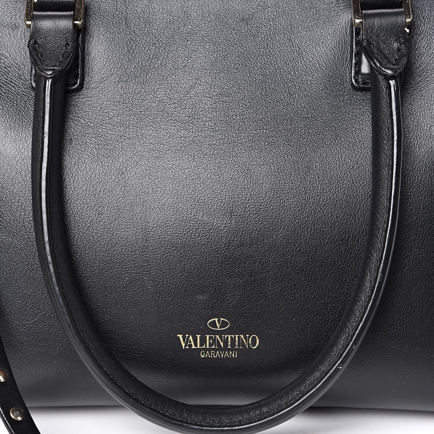 Vitello Small Rockstud Double Handle Tote Black