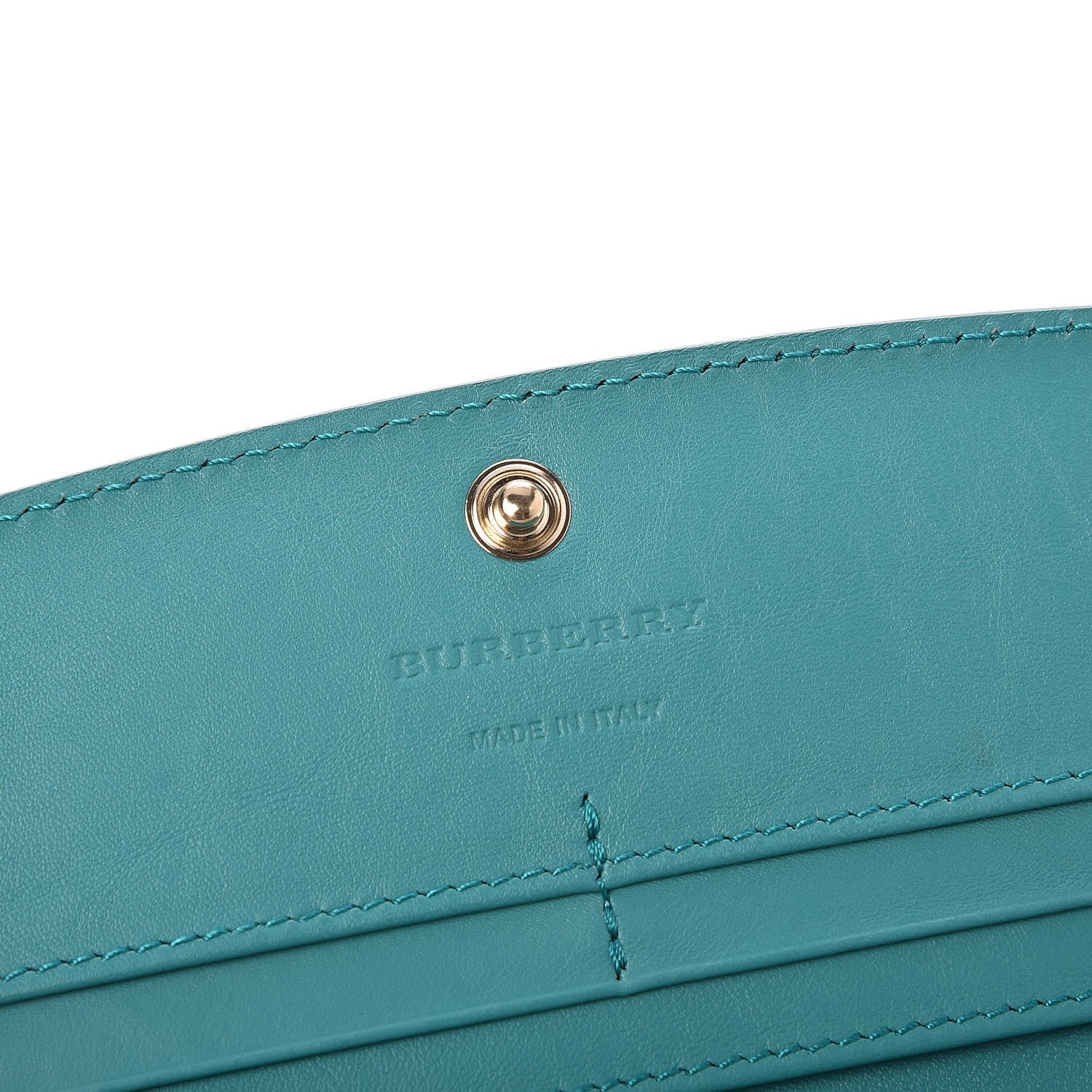 Burberry Calfskin Horseferry Check Porter Continental Wallet Aqua 5 of 7