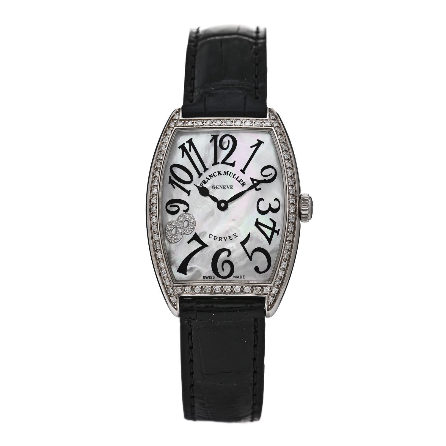 Franck Muller Stainless Steel Alligator Diamond Bezel Mother of Pearl 31mm Cintree Curvex Quartz Watch 2852BQZ 1 of 4