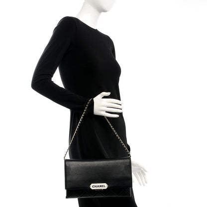 Chanel Lambskin Quilted Retro Label Clutch Black 2 of 7