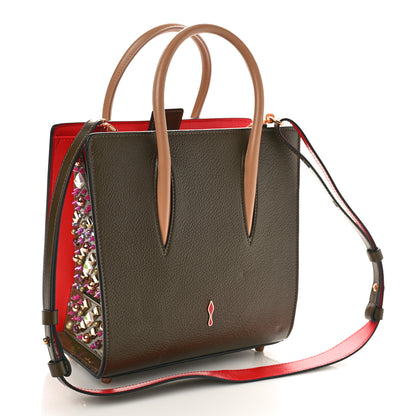 Christian Louboutin Calfskin Embroidered Beaded Small Paloma Multicolor Brown 3 of 10