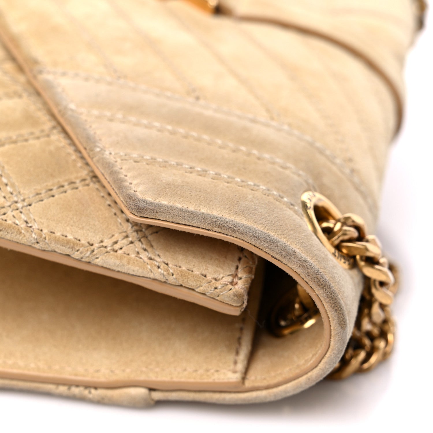 Saint Laurent Suede Mixed Matelasse Triquilt Medium Monogram Envelope Satchel Sea Salt 11 of 14