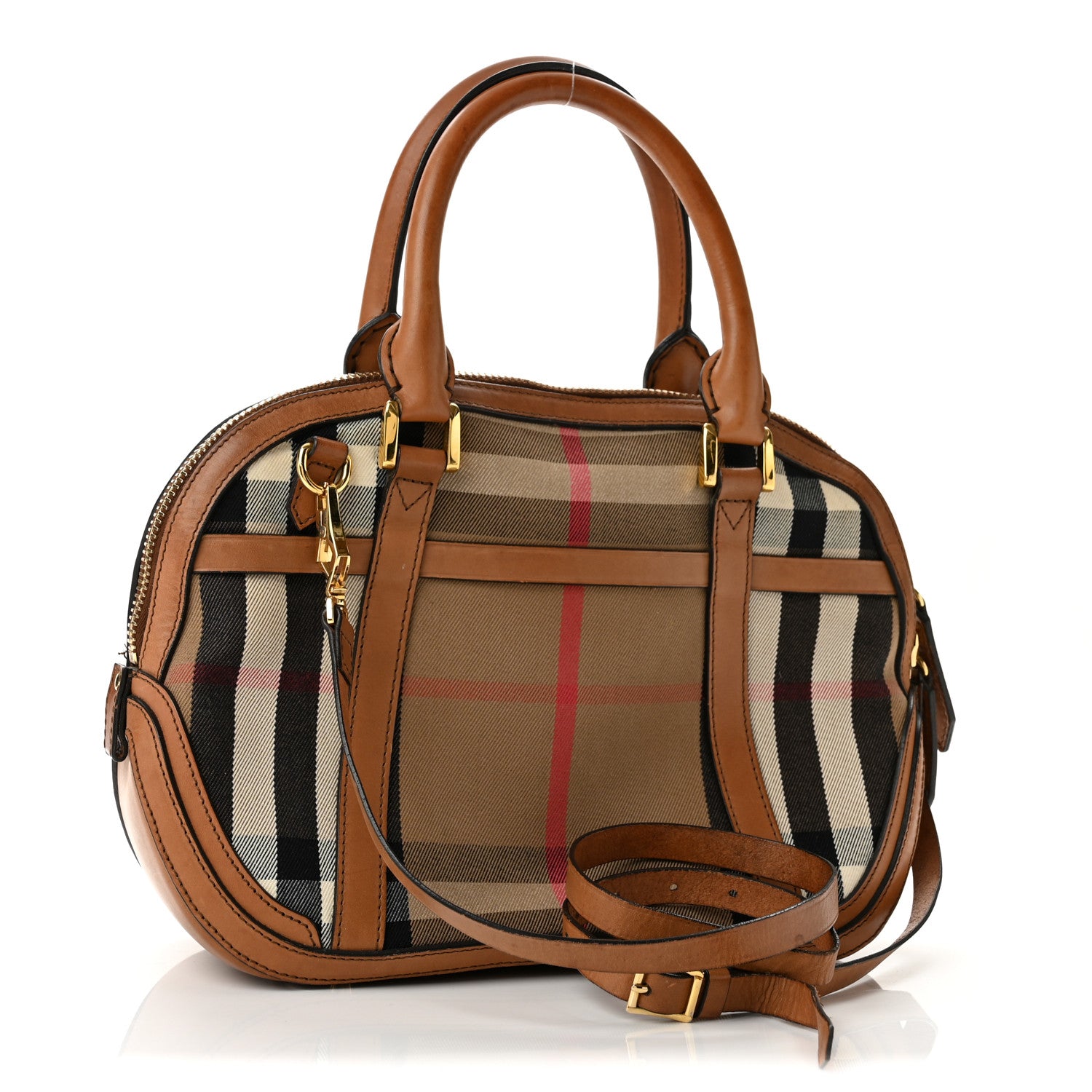 Burberry Bridle Calfskin House Check Small Orchard Bowling Bag Brown Ochre 3 of 14