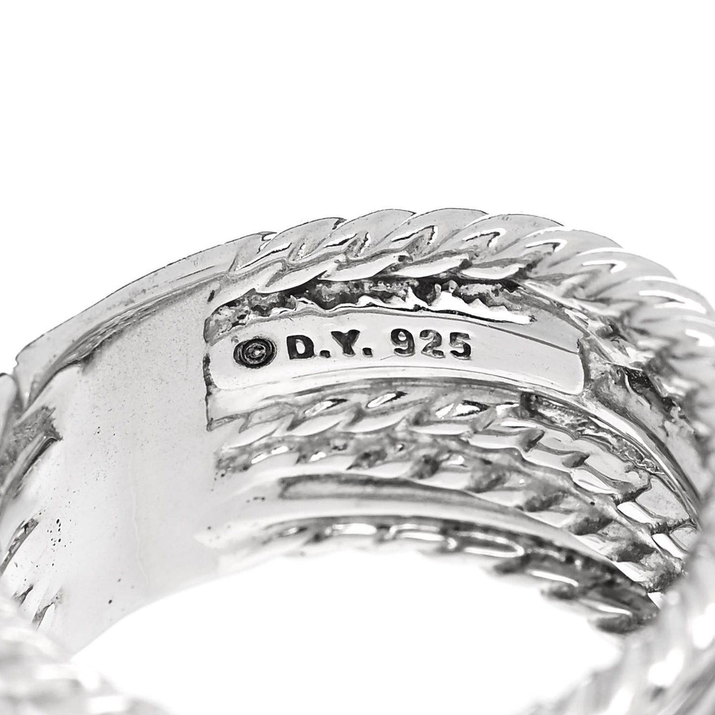 Sterling Silver Diamond 11mm Wide Crossover Cable Ring 48 4.5