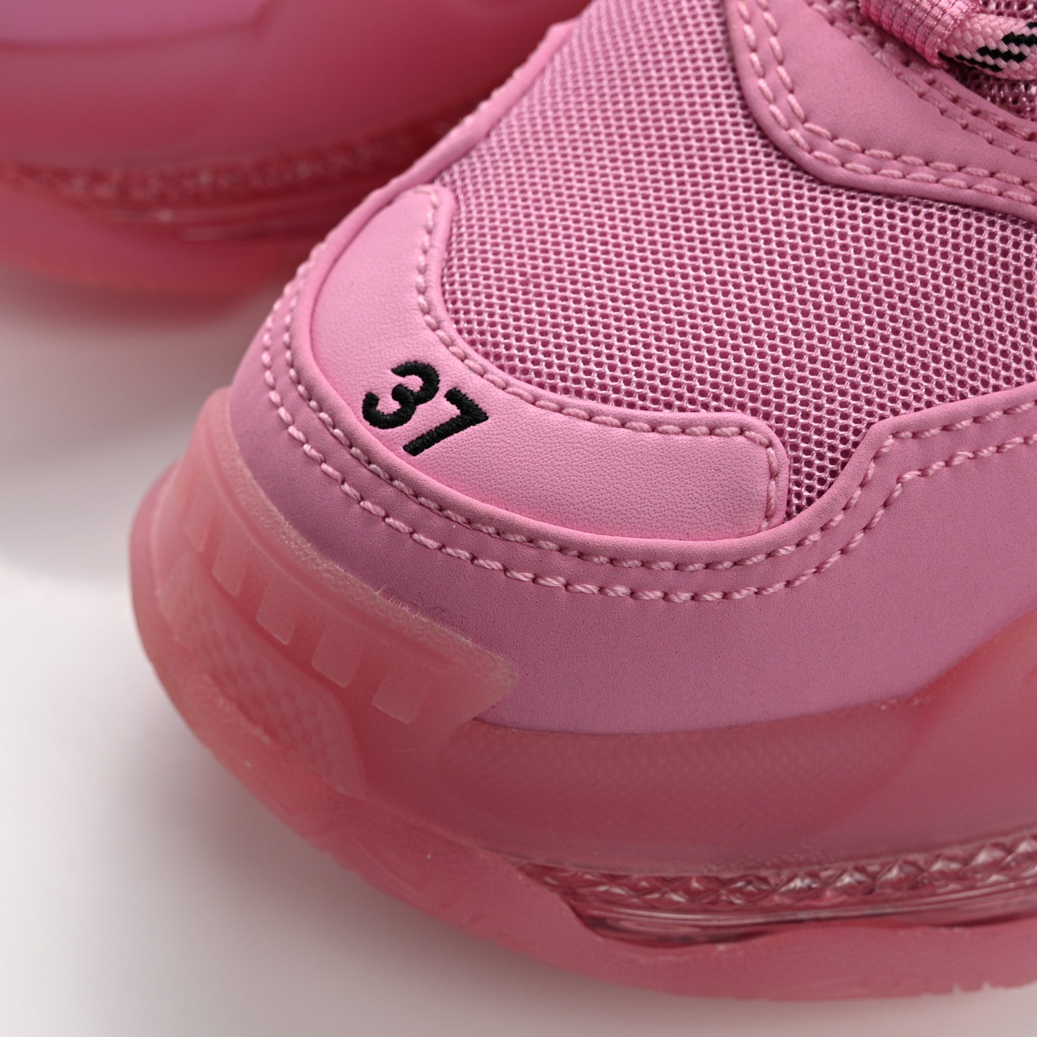 Balenciaga Fabric Mesh Clear Sole Womens Triple S Sneakers 37 Pink 10 of 10