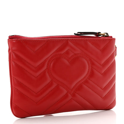 Gucci Calfskin Matelasse GG Marmont Wrist Wallet Hibiscus Red 3 of 9