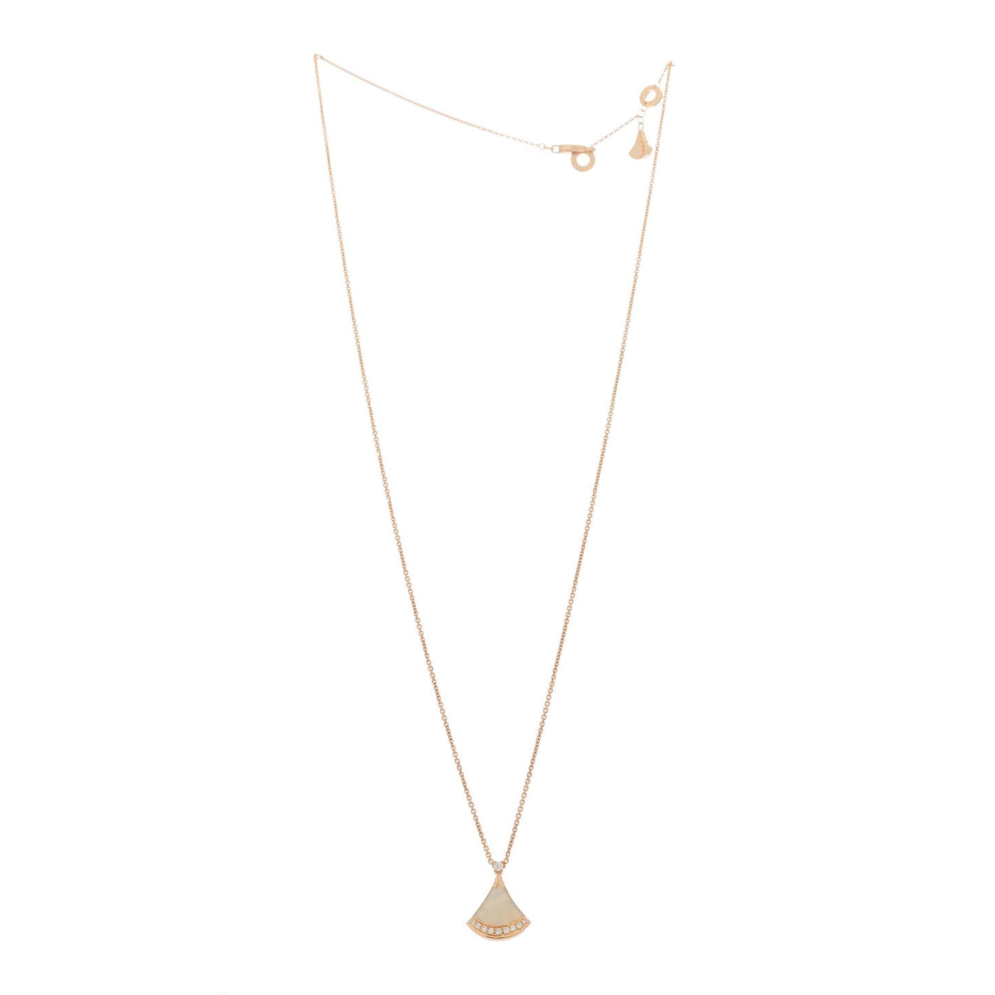 18K Rose Gold Diamond Mother of Pearl Divas' Dream Pave Pendant Necklace