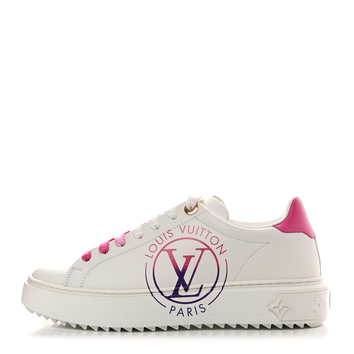 Monogram Time Out Sneakers 38 White Pink