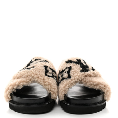 Louis Vuitton Shearling Calfskin Paseo Flat Comfort Sandal 38 Beige 2 of 7