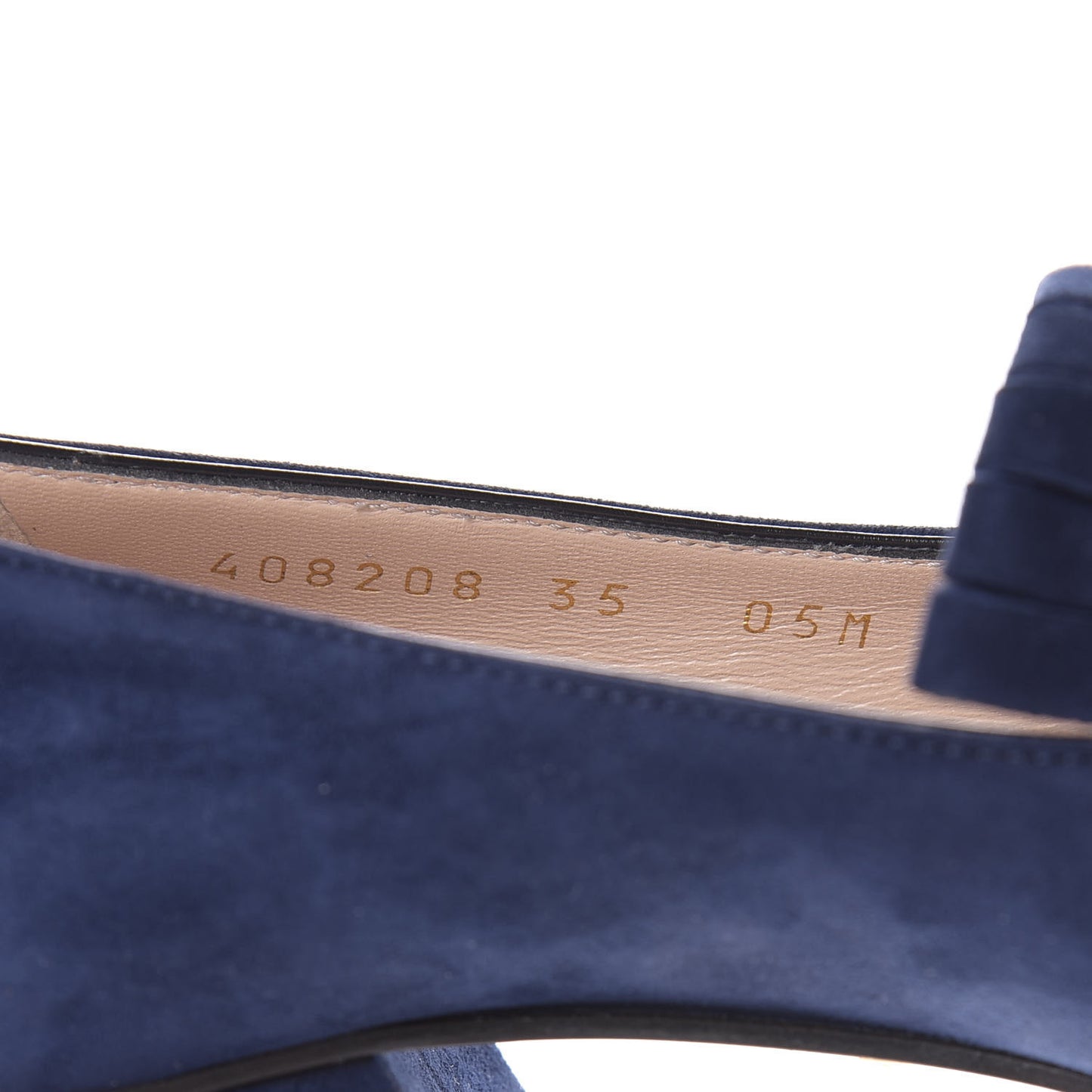Kid Scamosciato GG Marmont Fringe 50mm Loafer Pumps 35 Blue Ink