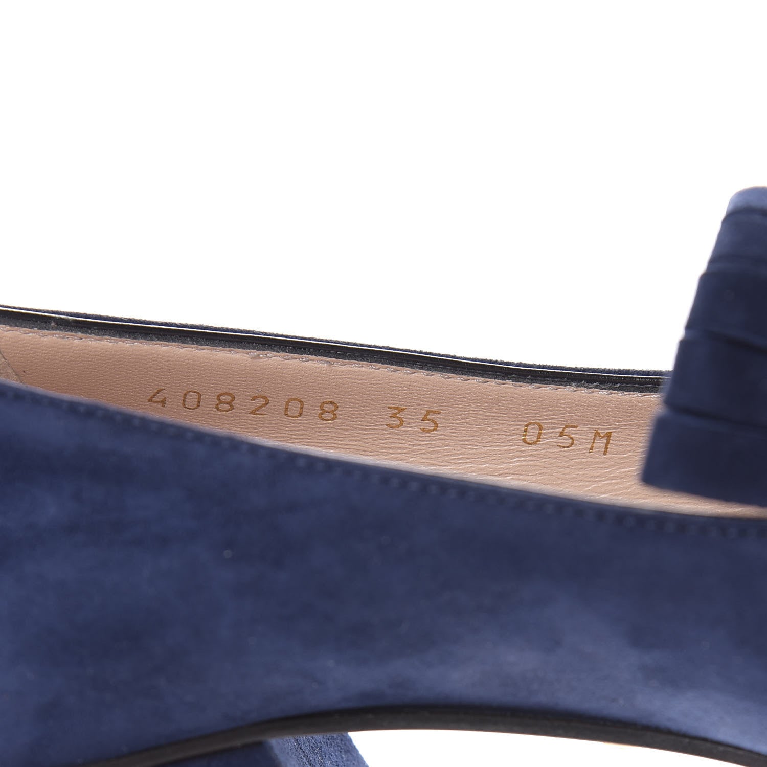 Gucci Kid Scamosciato GG Marmont Fringe 50mm Loafer Pumps 35 Blue Ink 9 of 10