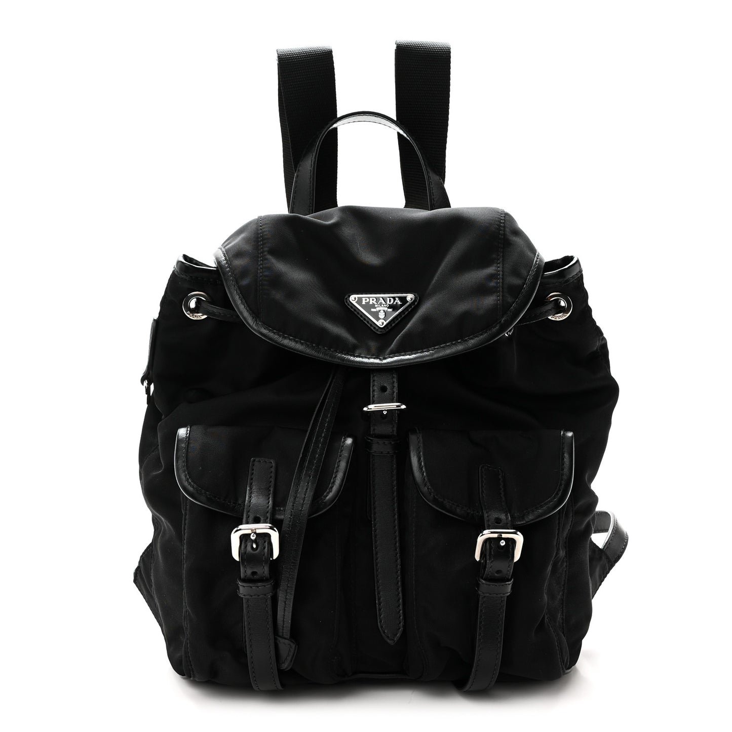 Tessuto Nylon Soft Calfskin Small Backpack Black