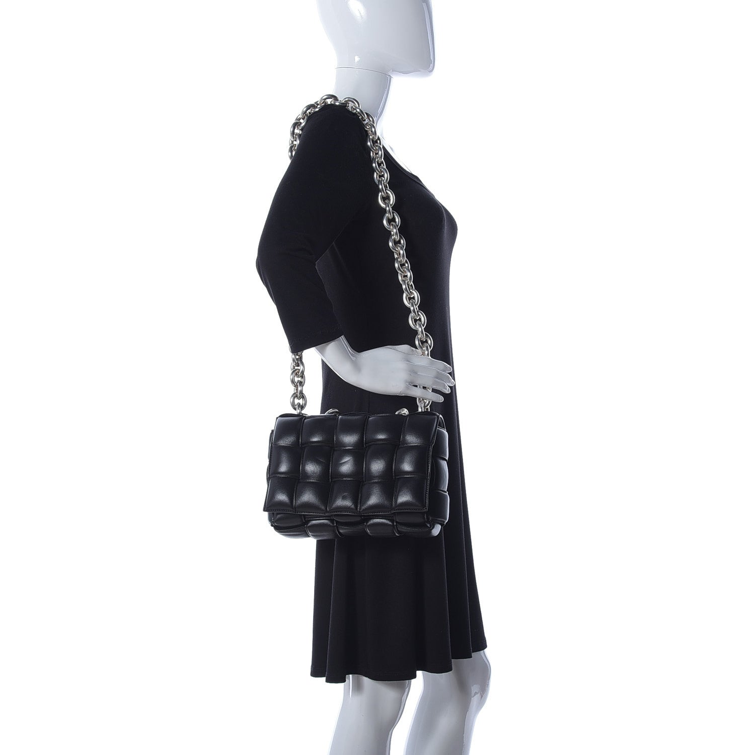 Bottega Veneta Lambskin Maxi Intreccio Padded Chain Cassette Crossbody Bag Black 2 of 14