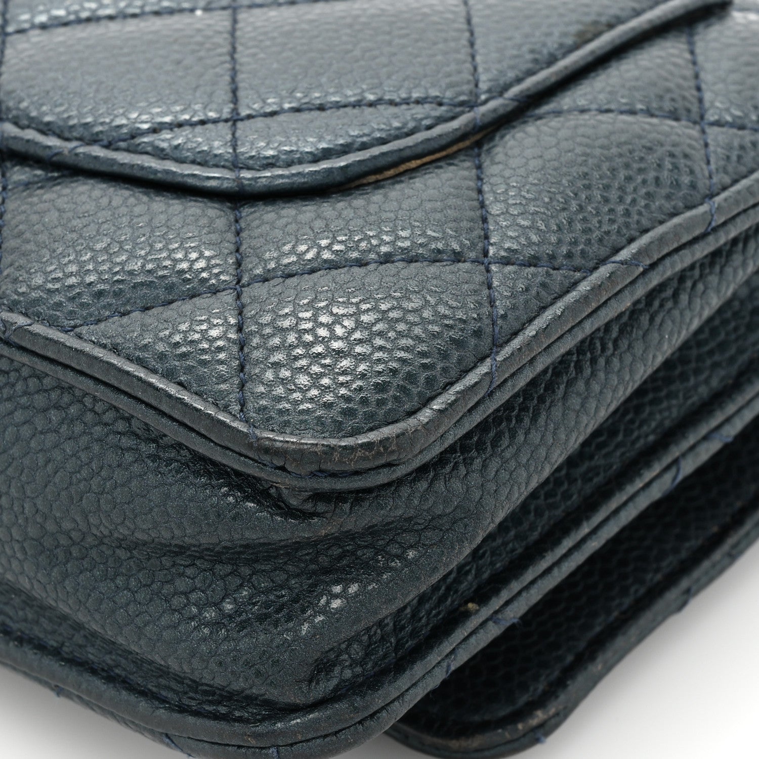 Chanel Caviar Quilted Wallet on Chain WOC Navy Blue 16 of 19
