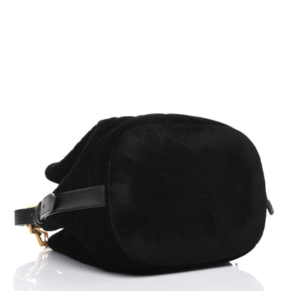 Gucci Velvet Matelasse GG Marmont Bucket Bag Black 5 of 15