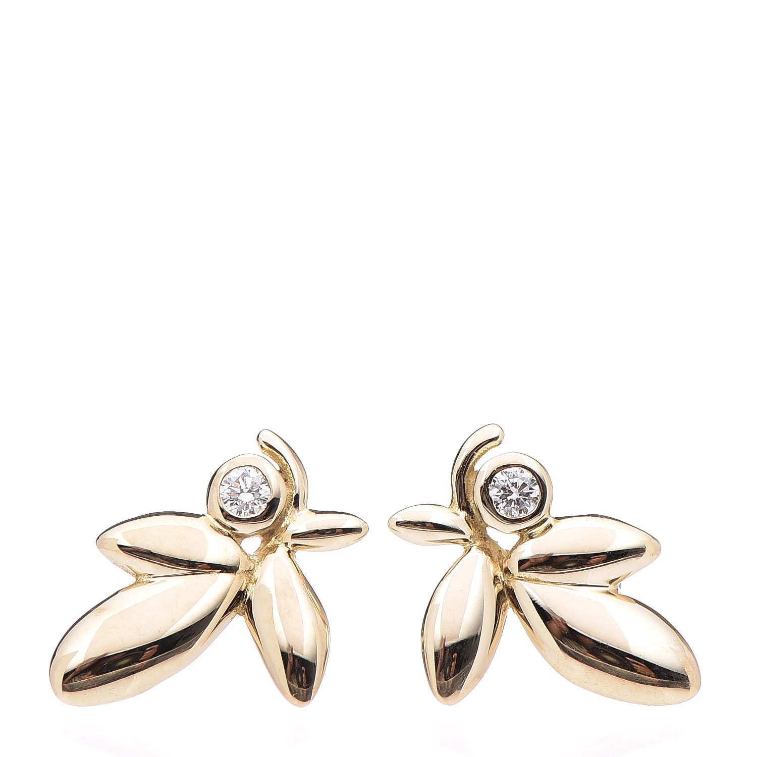 Tiffany 18K Yellow Gold Diamond Paloma Picasso Olive Leaf Earrings 1 of 5