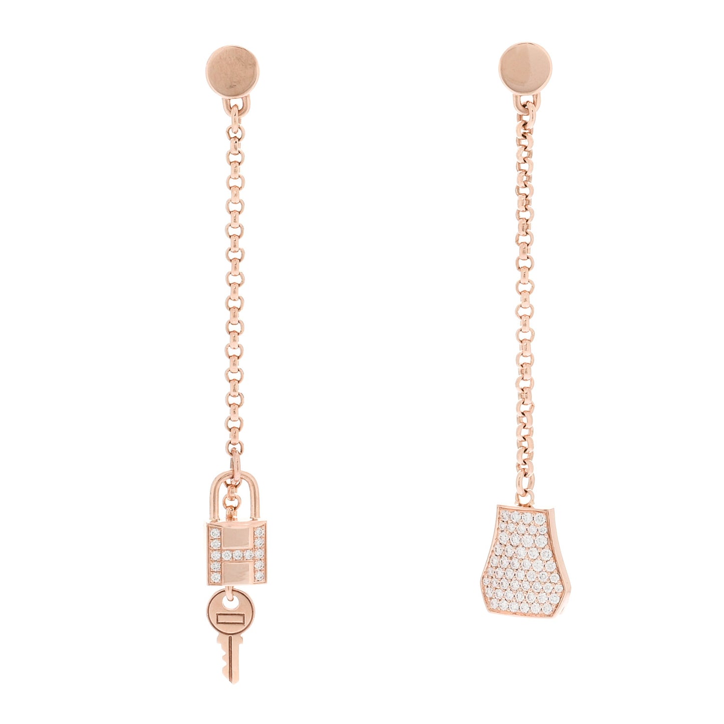 18K Rose Gold Diamond Kelly Clochette Drop Earrings