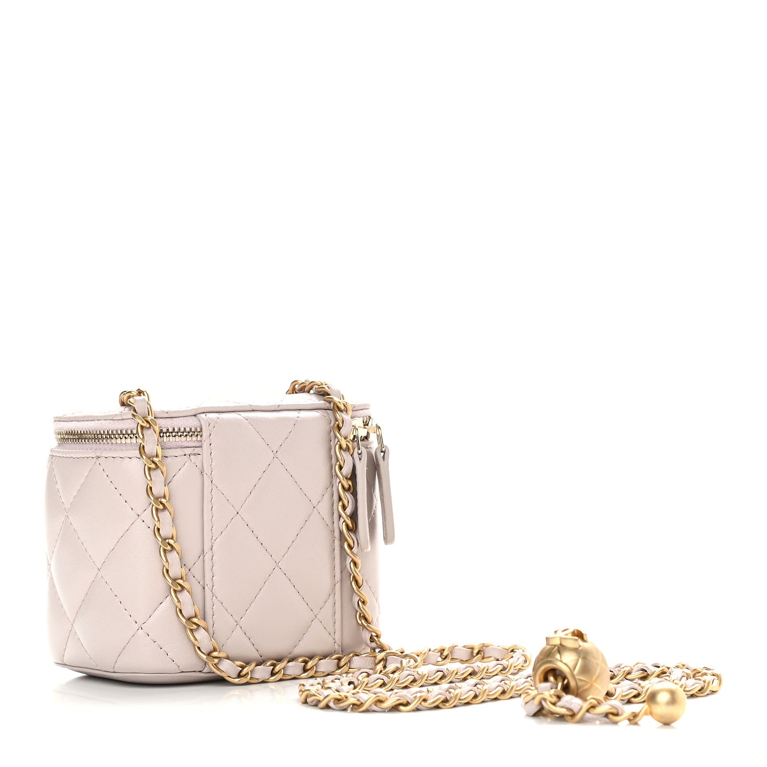Chanel Lambskin Quilted Pearl Crush Mini Vanity Case With Chain Light Purple 3 of 9
