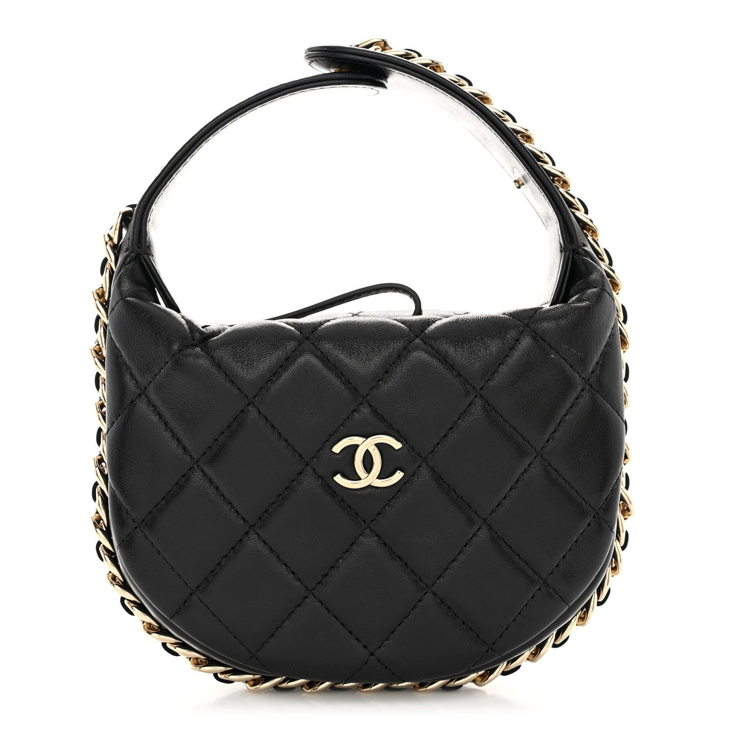 Chanel Lambskin Quilted Chain Around Pouch Black 2 of 9