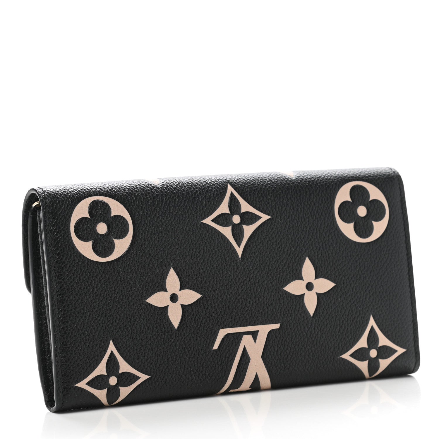 Louis Vuitton Monogram Empreinte Giant Sarah Wallet Black Beige 3 of 7