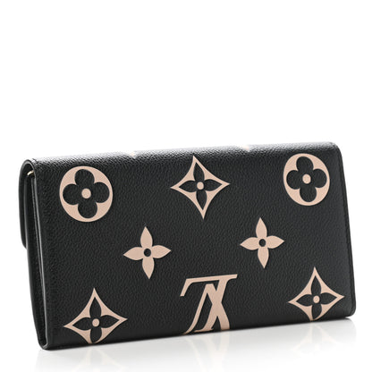 Louis Vuitton Monogram Empreinte Giant Sarah Wallet Black Beige 3 of 7