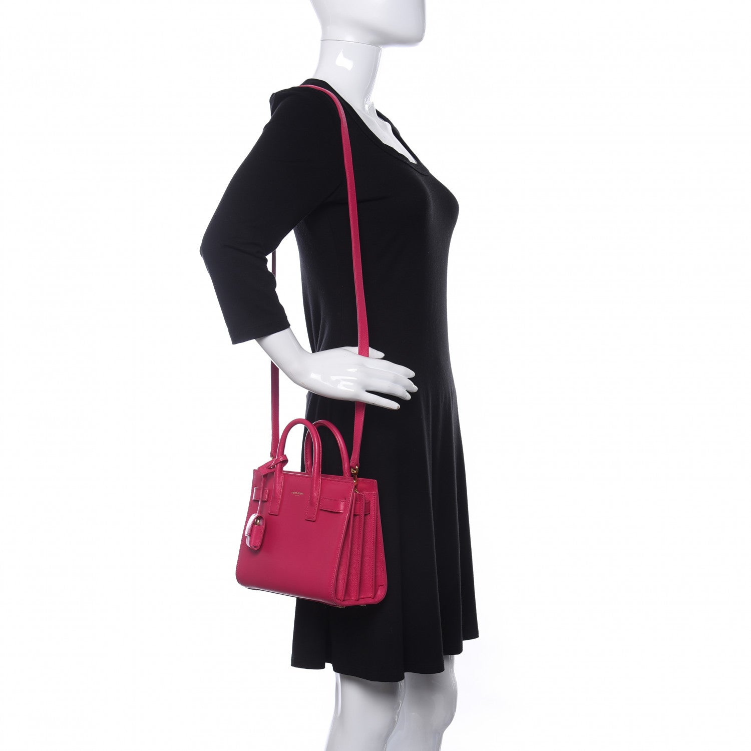 Saint Laurent Calfskin Nano Sac De Jour Lipstick Fuchsia 2 of 11