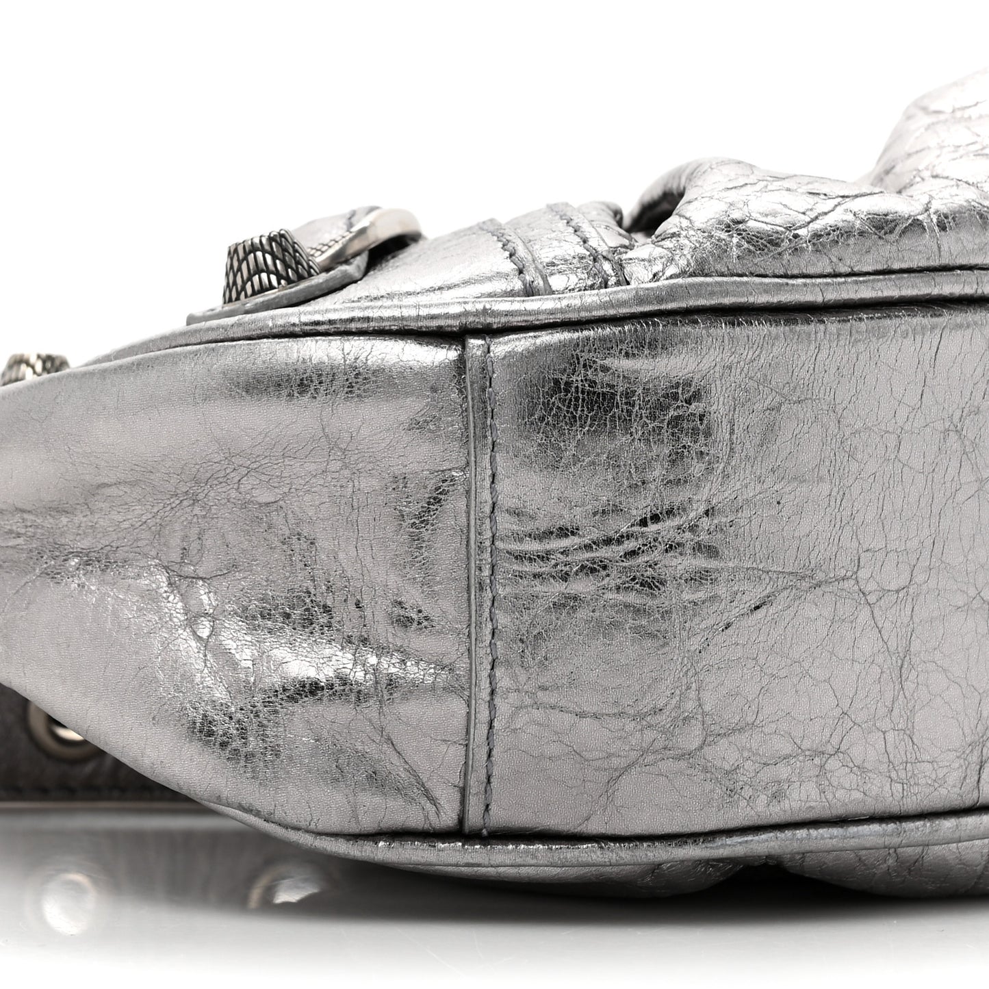Metallic Agneau Arena Le Cagole Shoulder Bag XS Silver