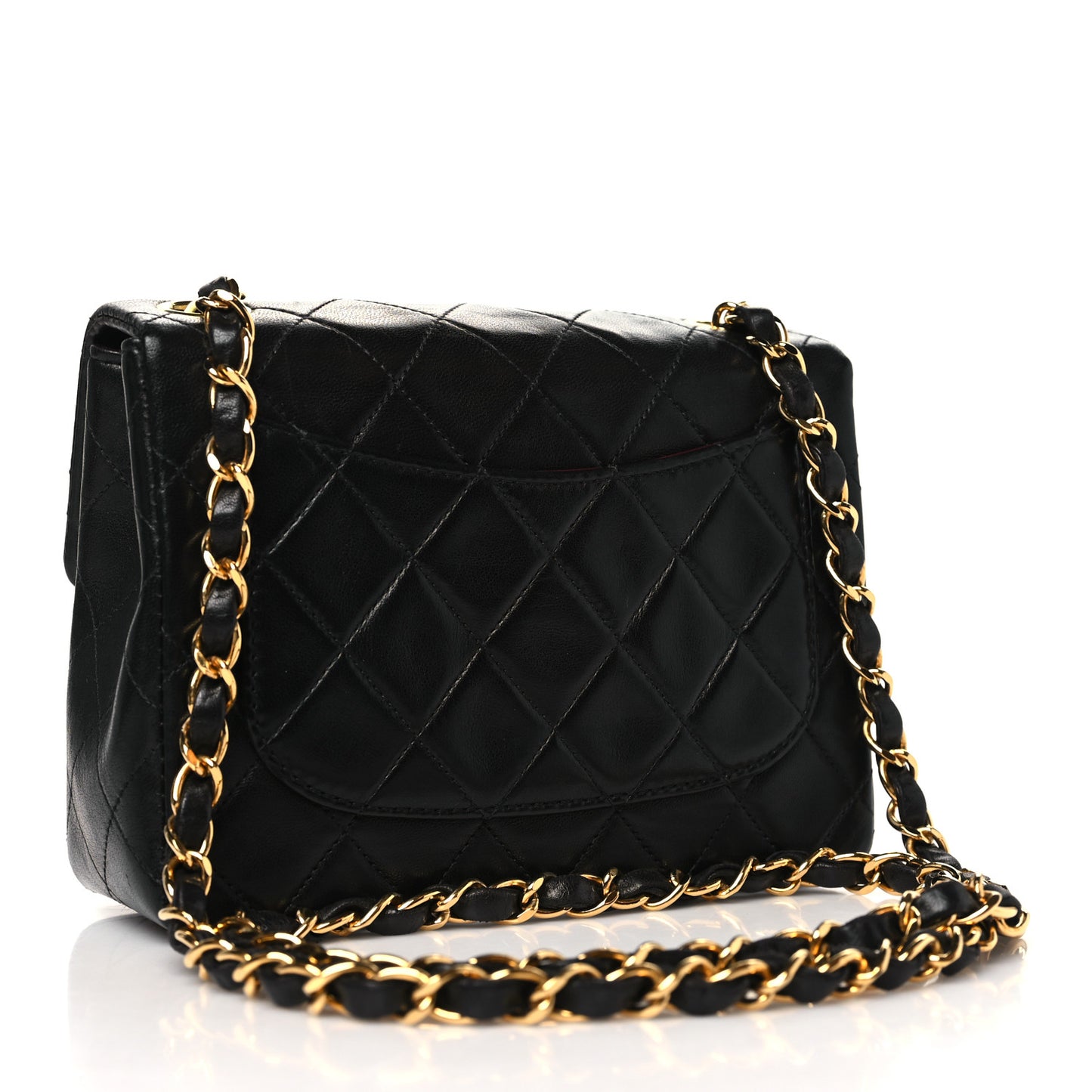 Lambskin Quilted Mini Square Flap Black