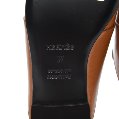 Hermes Goatskin Womens Catena Mules 37 Beige Dore 6 of 14
