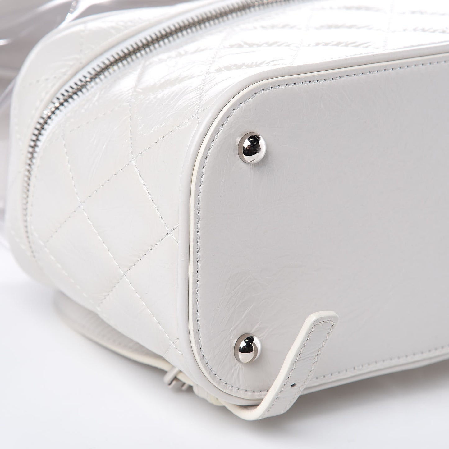 Crumpled Calfskin PVC Quilted Backpack White