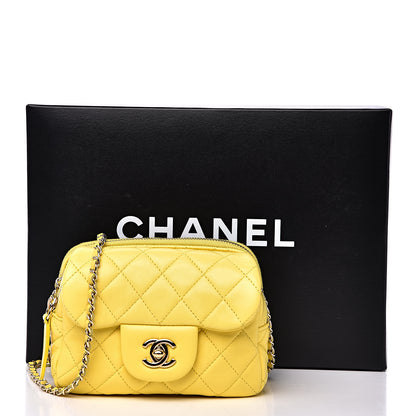 Chanel Lambskin Quilted Small Pocket Camera Case Yellow 13 of 13
