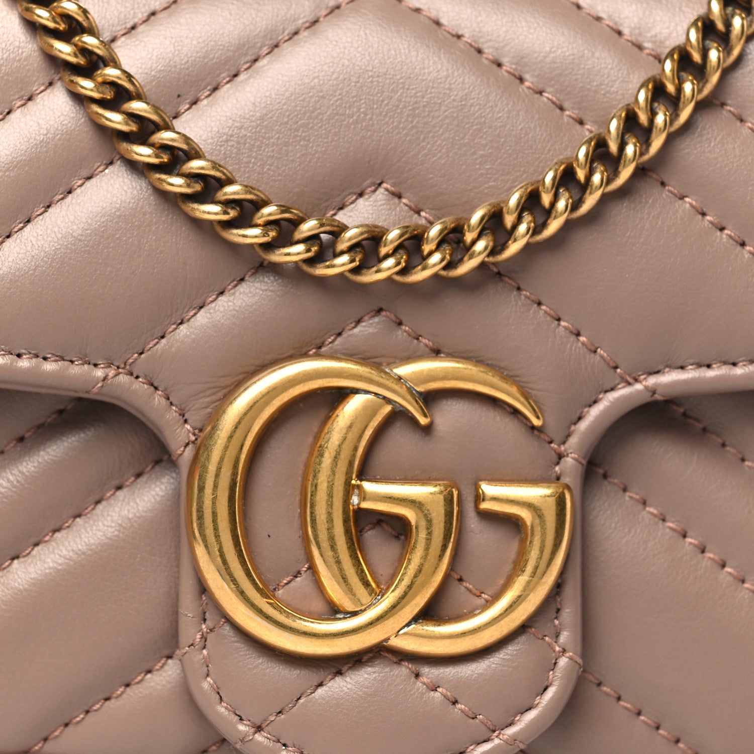 Gucci Calfskin Matelasse Super Mini GG Marmont Shoulder Bag Porcelain Rose 8 of 11