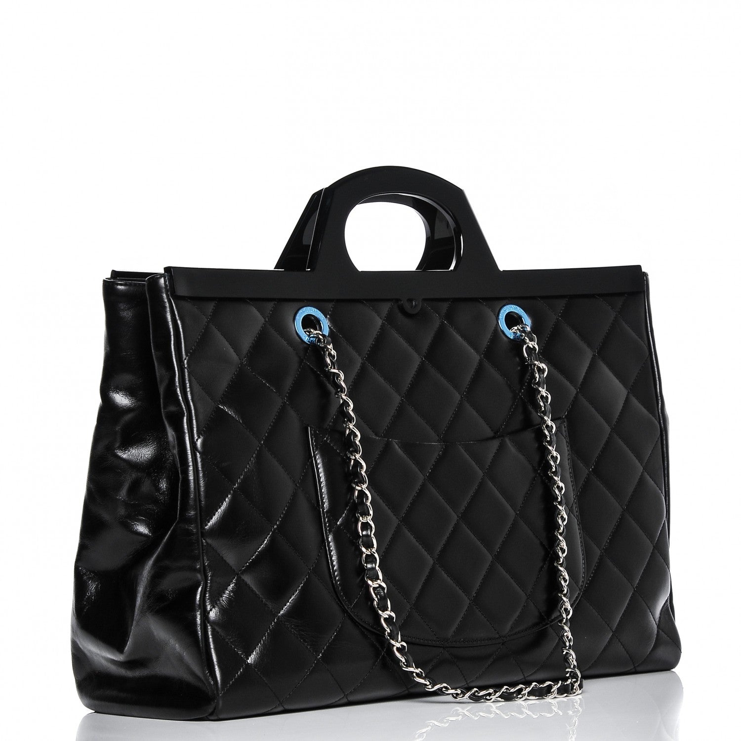 Chanel Glazed Calfskin Quilted Large CC Delivery Tote Black 4 of 7