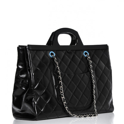 Chanel Glazed Calfskin Quilted Large CC Delivery Tote Black 4 of 7