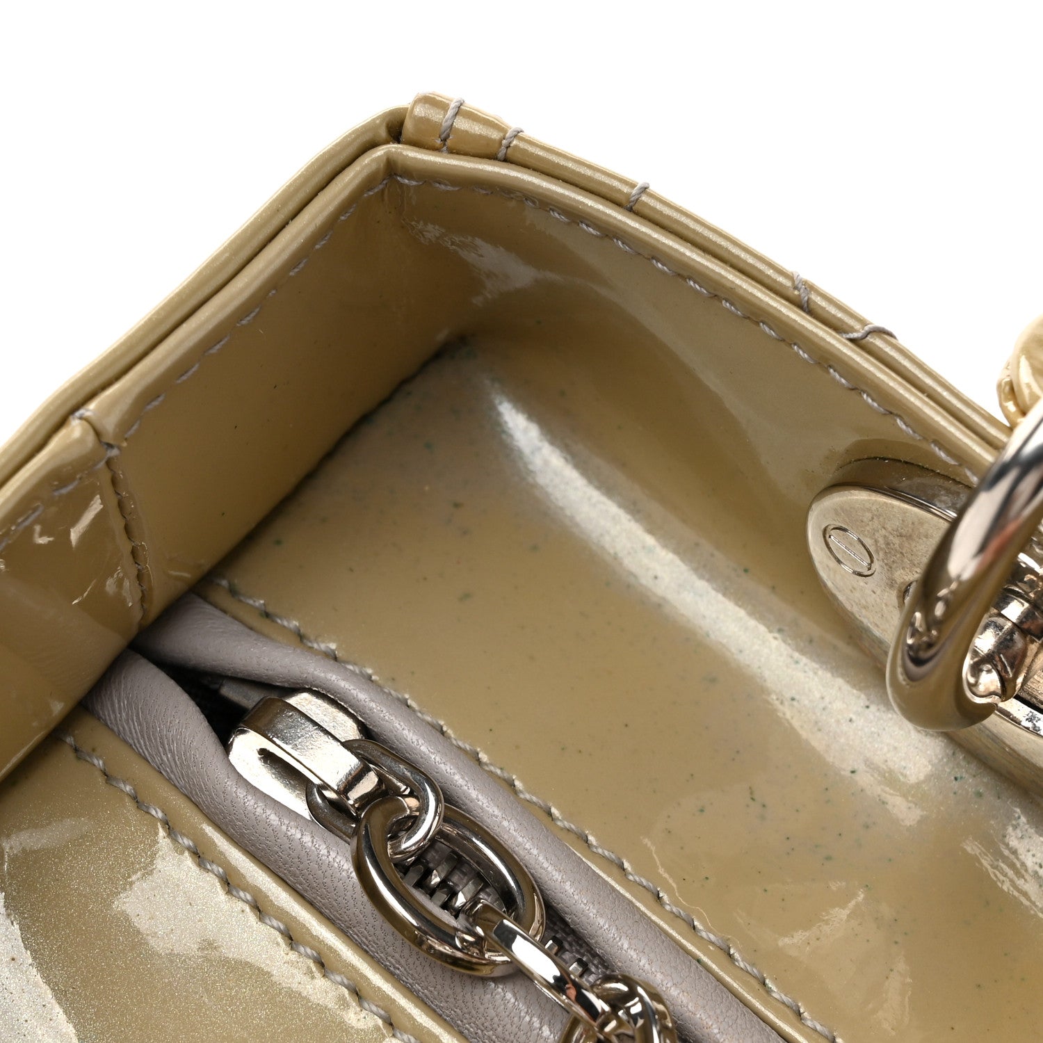 Christian Dior Patent Cannage Studded Double Strap Medium Lady Dior Beige 11 of 16