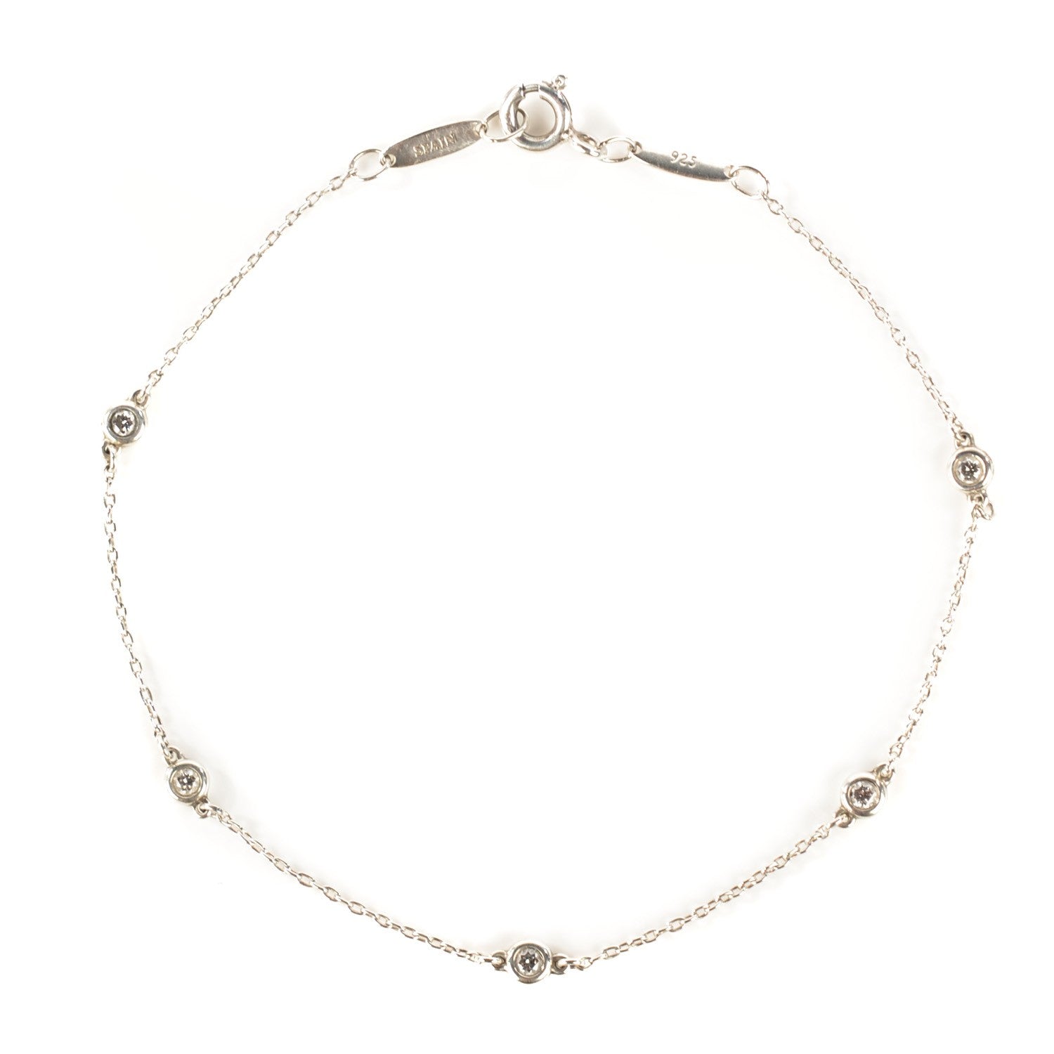 Tiffany Sterling Silver Diamond .15ct Elsa Peretti Diamonds By The Yard Bracelet 1 of 8
