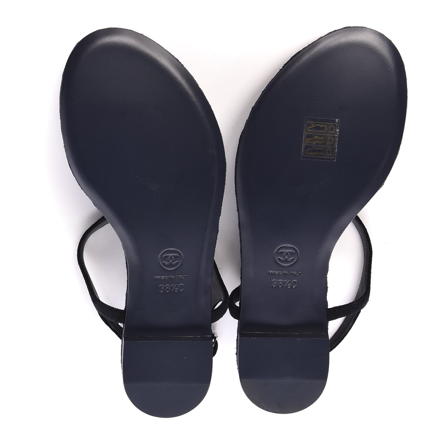 Chanel Suede Calfskin CC Thong Sandals 38.5 Dark Blue 5 of 8