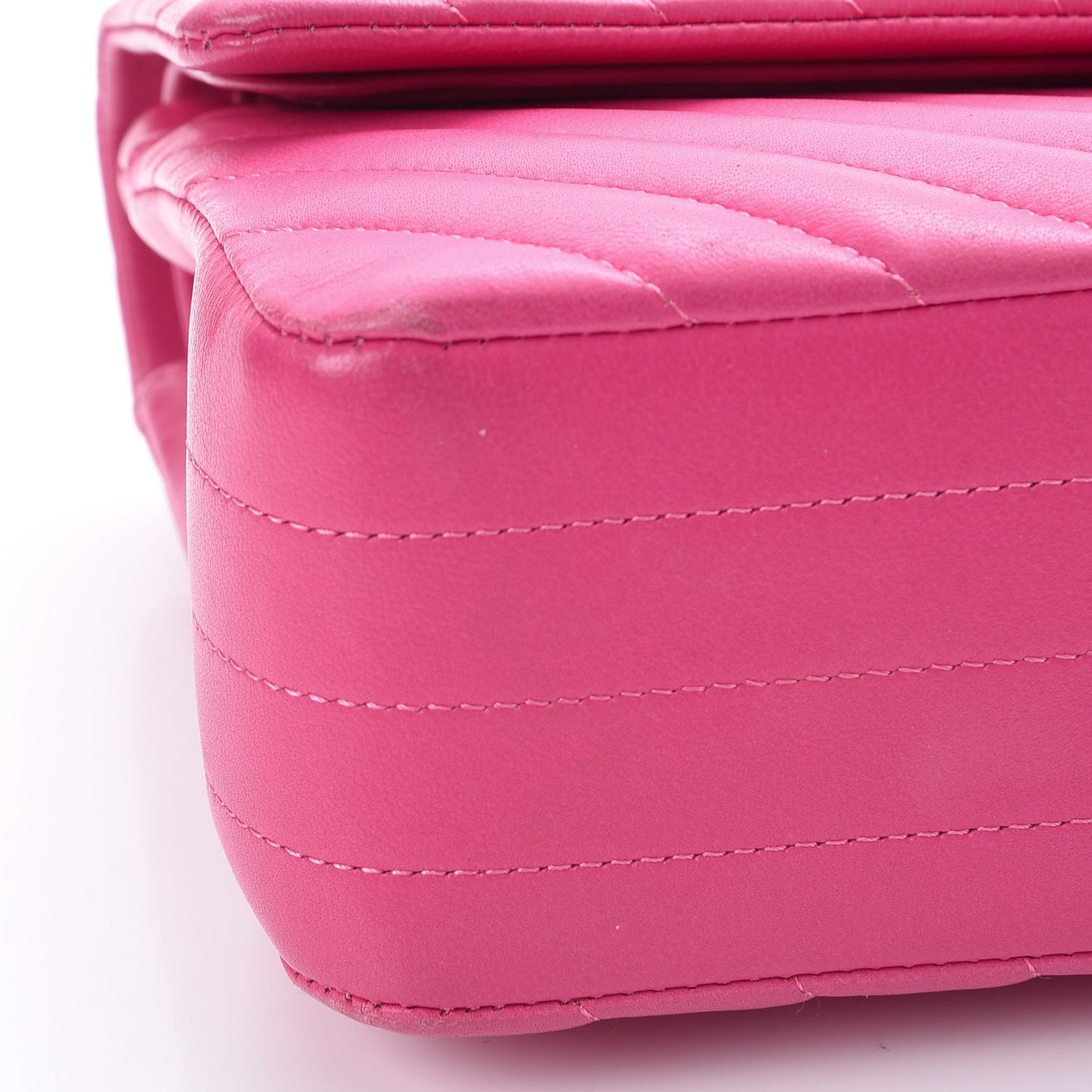 Lambskin Chevron Quilted Medium Double Flap Pink