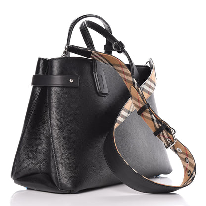 Burberry Derby Calfskin Medium Banner Tote Black 3 of 12
