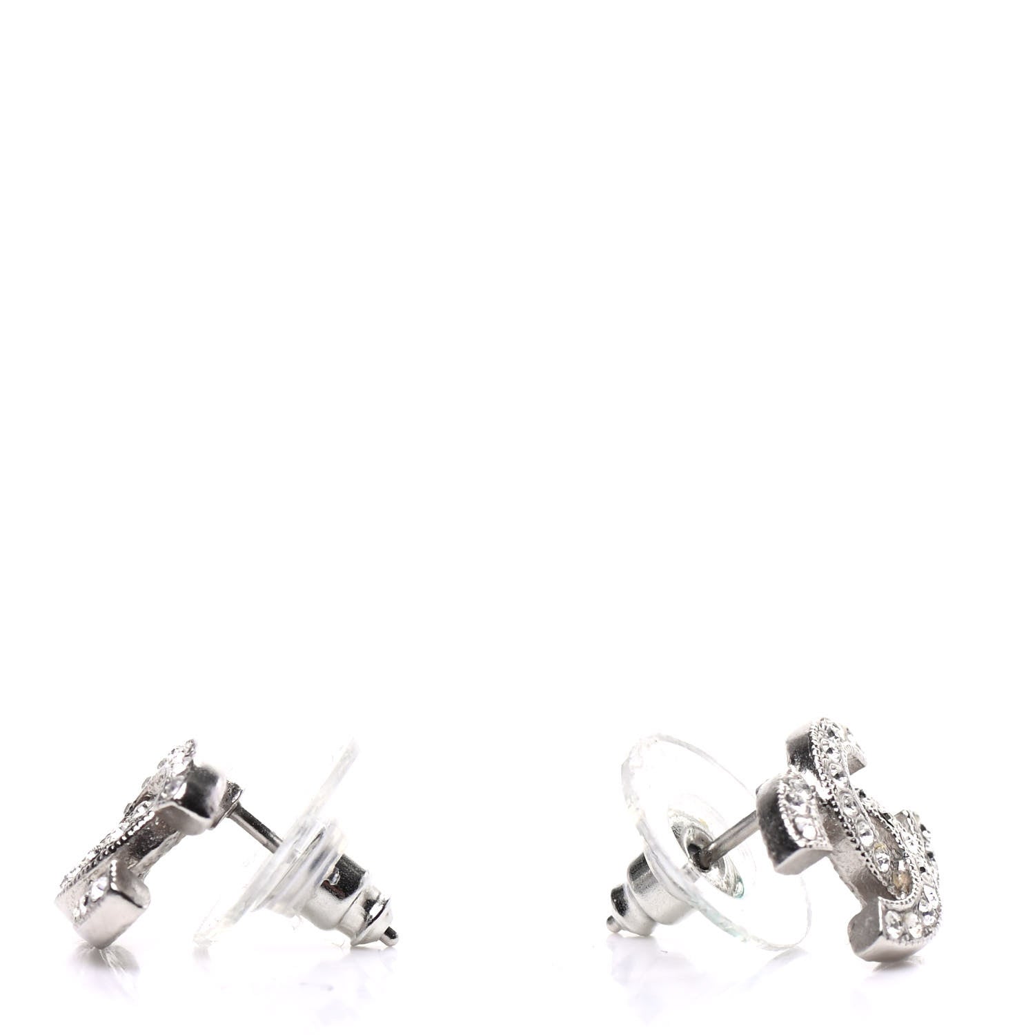 Chanel Crystal Mini Timeless CC Earrings Silver 3 of 5