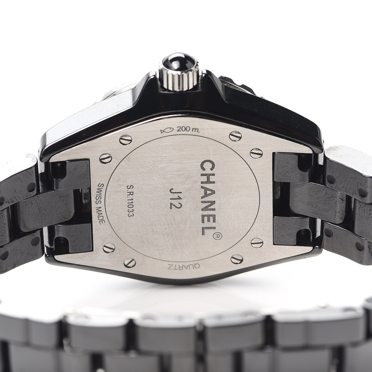 Chanel Stainless Steel Ceramic Diamond 33mm J12 Quartz Watch Black 4 of 7