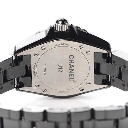 Chanel Stainless Steel Ceramic Diamond 33mm J12 Quartz Watch Black 4 of 7